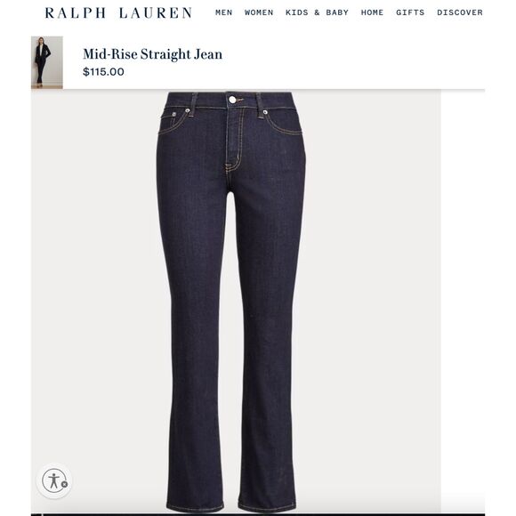 Lauren Ralph Lauren Denim - ~ Lauren Ralph Lauren 10 Jeans LRL Classic Straight Mid Rise Women's Dark Blue